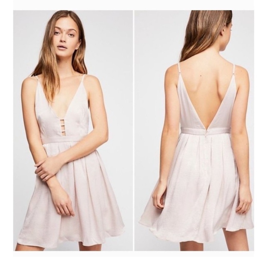 Free People Gabbys Party All Night Fit & Flare Mini Dress Pink Sz4 with pockets